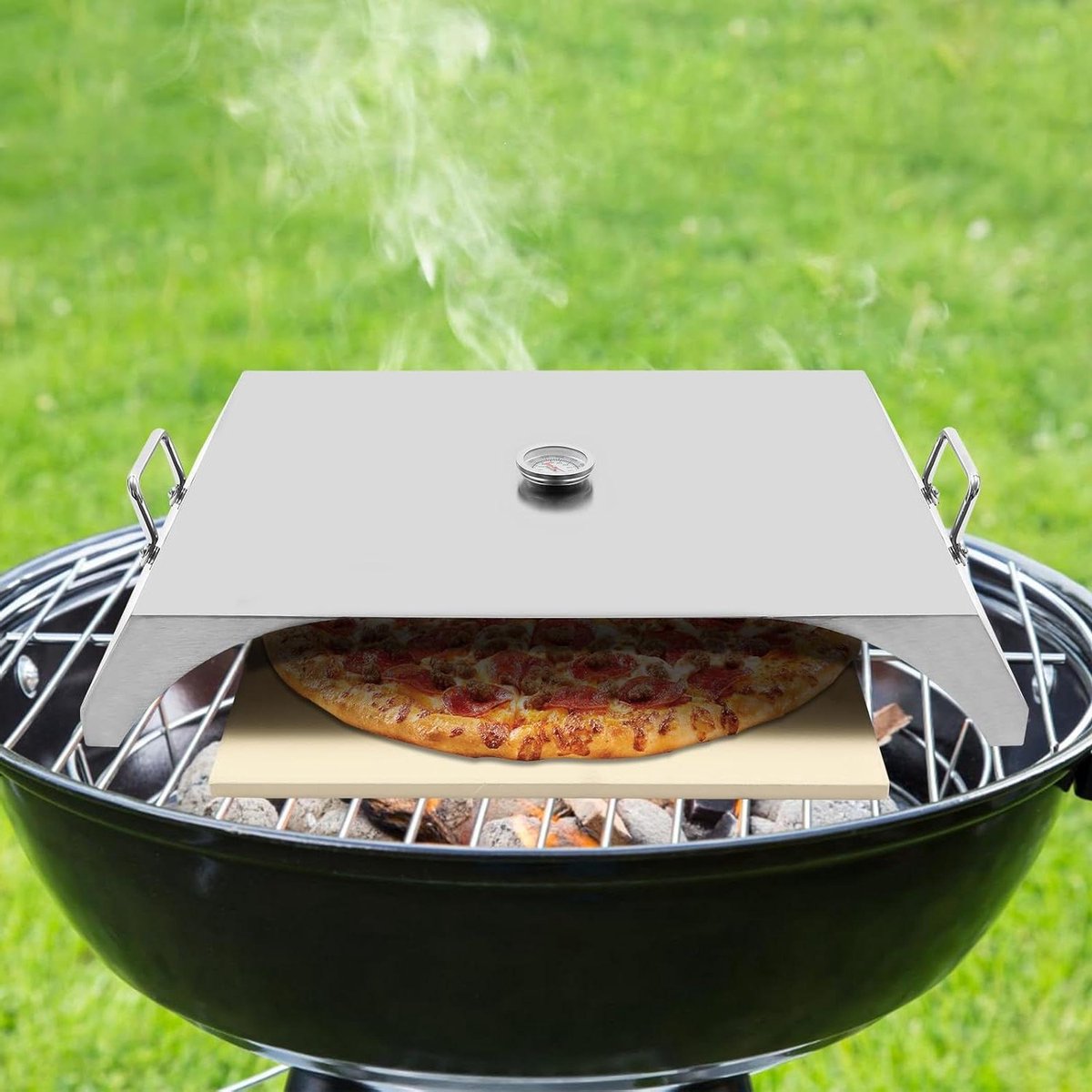 Pizzaoven Buiten - Buitenoven Pizza - Pizza Bakken - Cordieriet Pizzasteen - 12 inch - Zilver