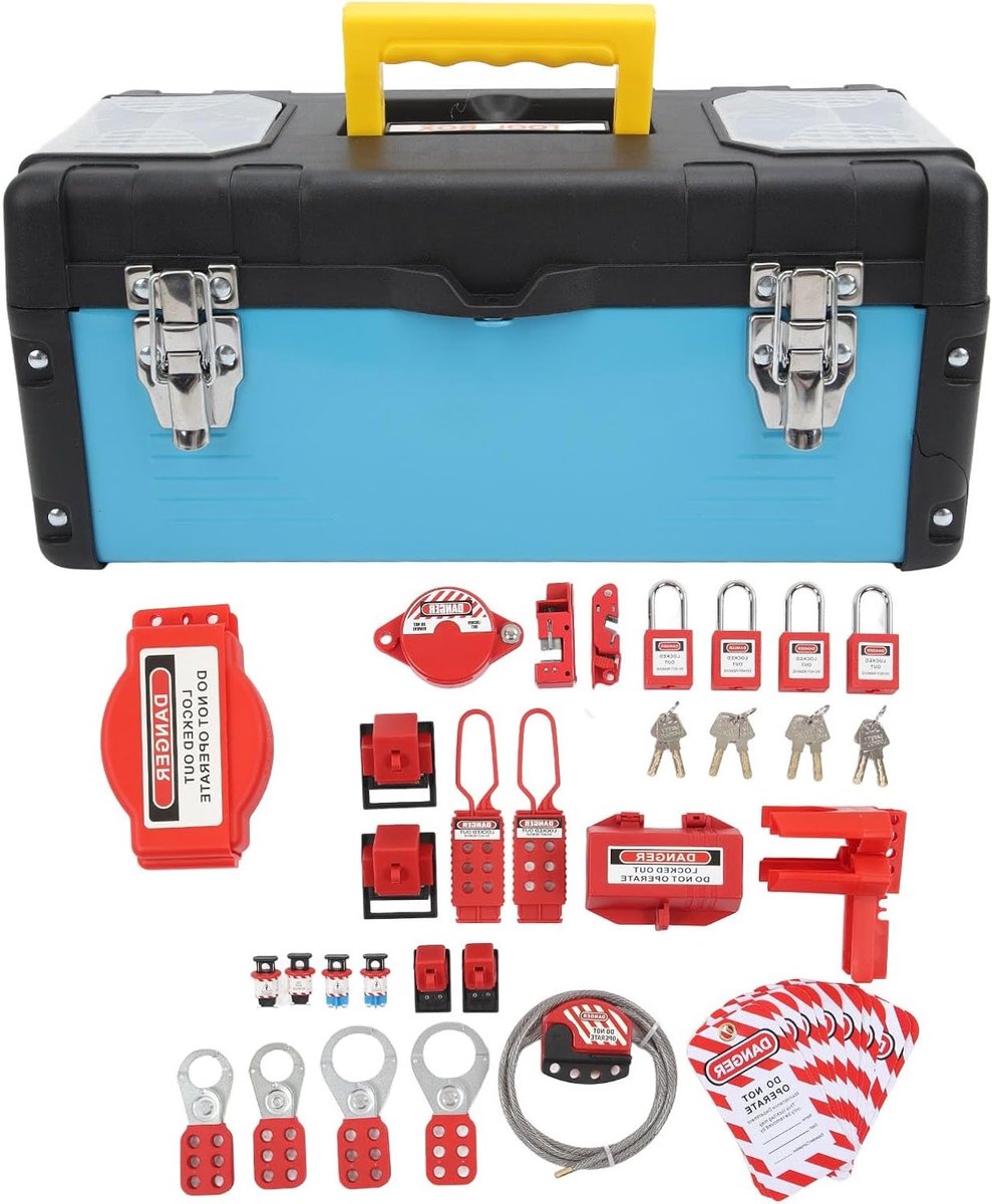 Complete 47-delige Lockout Tagout Set met Veiligheidslabels, Veiligheidssloten, Kabelbinders en Gereedschapskoffer voor Efficiënte Veiligheid en Onderhoud