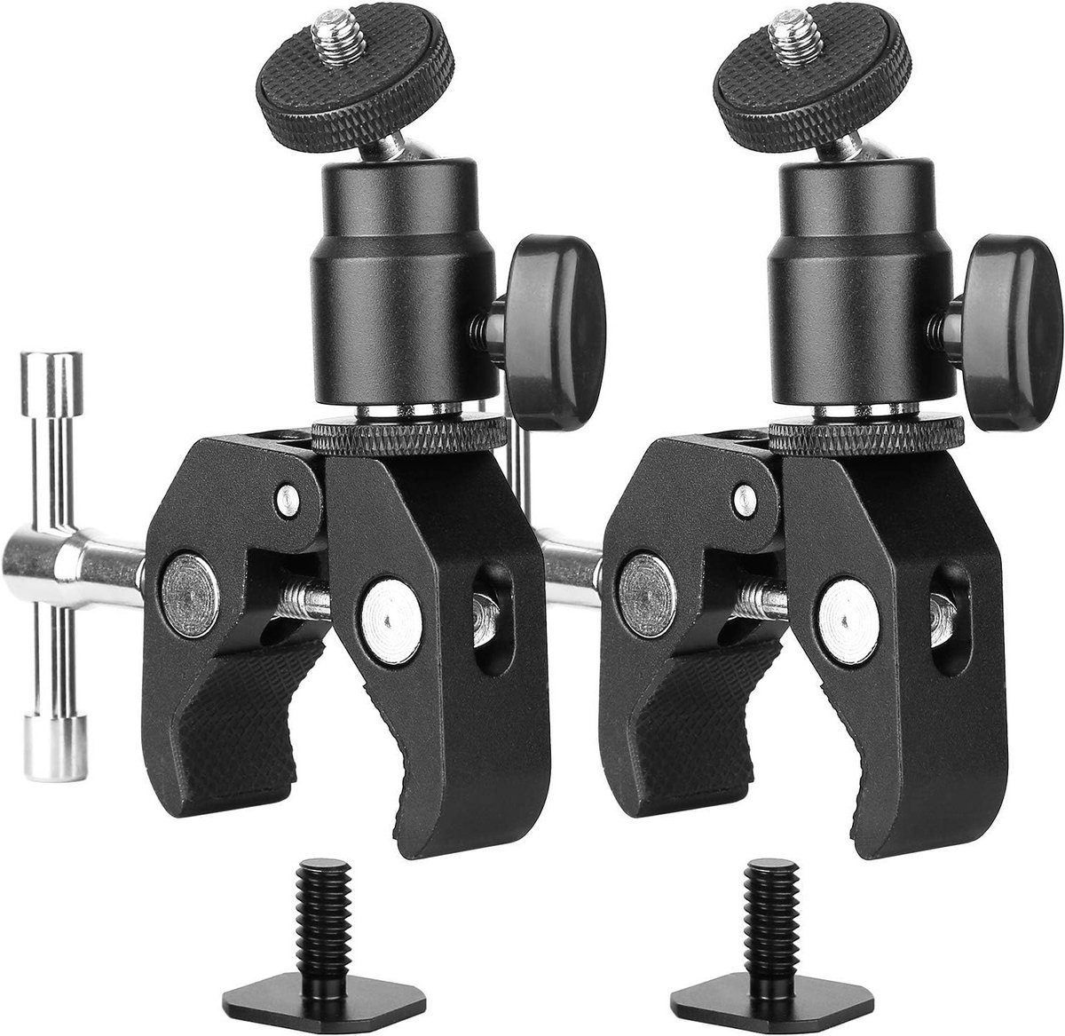 2 Stuks Super Clamp Tripod Set met 1/4 Inch en 3/8 Inch Gaten voor Camera's en LED Verlichting, Verstelbare Klem voor Statief en Monitor