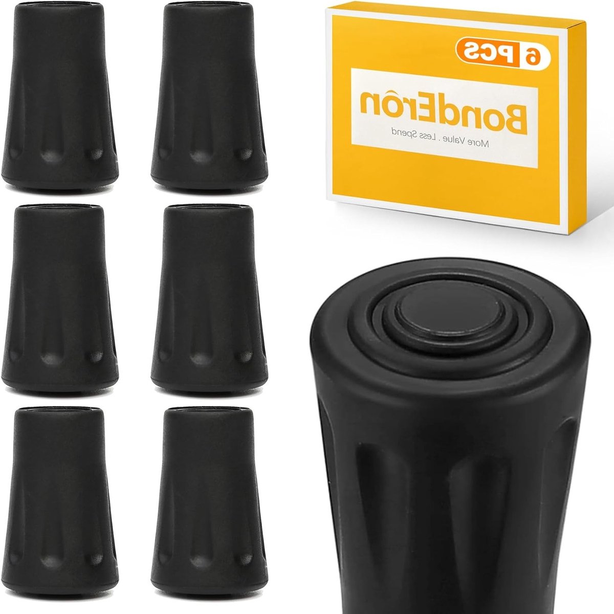 6 Stuks Antislip Rubber Tips 10-12mm, Vervangende Rubberdoppen voor Wandelstokken, Nordic Walking en Krukken, Geschikt voor Asfalt en Ongelijk Terrain