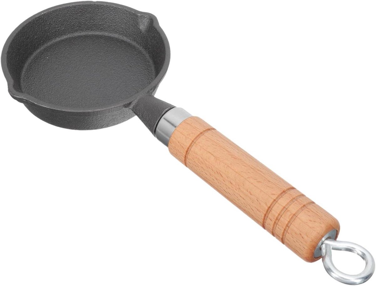 Mini Koekenpan - Omeletpan Platte Bodem - Ontbijt Bakken - Antiaanbak Gietijzer - Niet gespecificeerd - Zwart