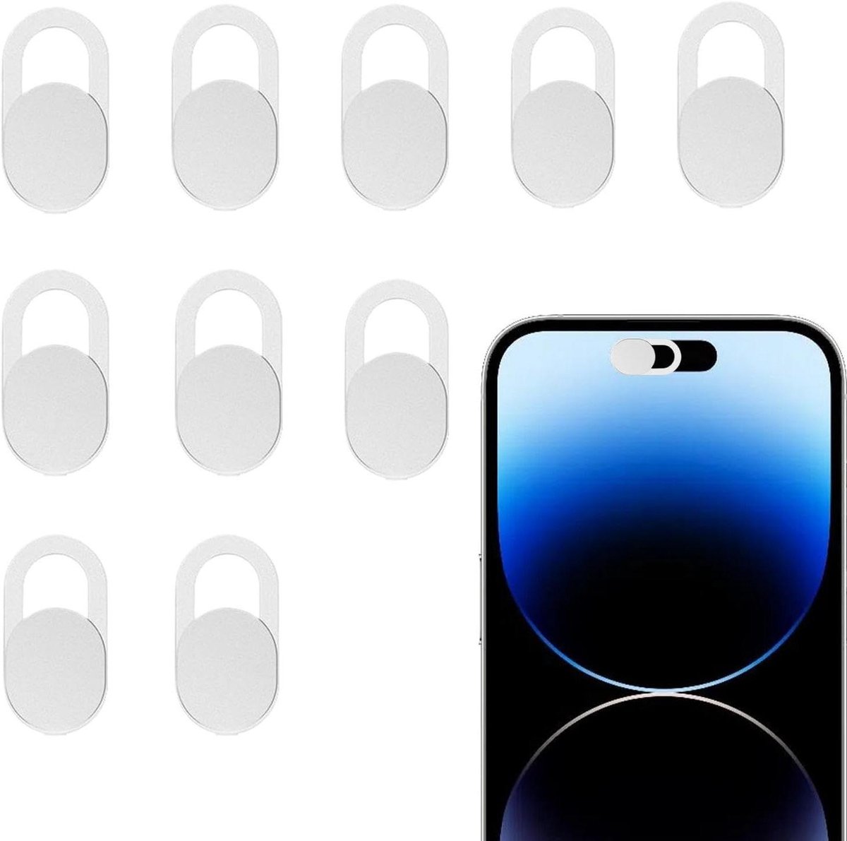 Camera afdekking - Webcam blocker - Privacy beschermen - Gladde glijfunctie - 10 stuks - Wit