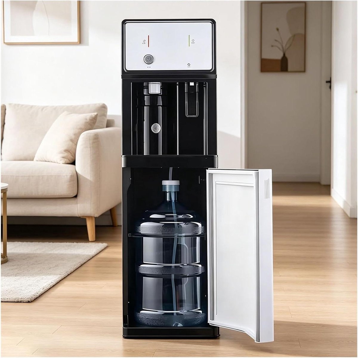 Vrijstaande Waterkoeler - Waterdispenser Warm Koud - Direct Dranken Maken - Vulling Onderzijde - 105x31x31 cm - Wit