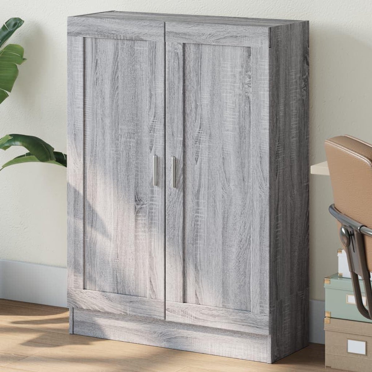 Boekenkast met deuren - Opbergkast Hout - Georganiseerde Opslag - 3 Ruime Vakken - 825x305