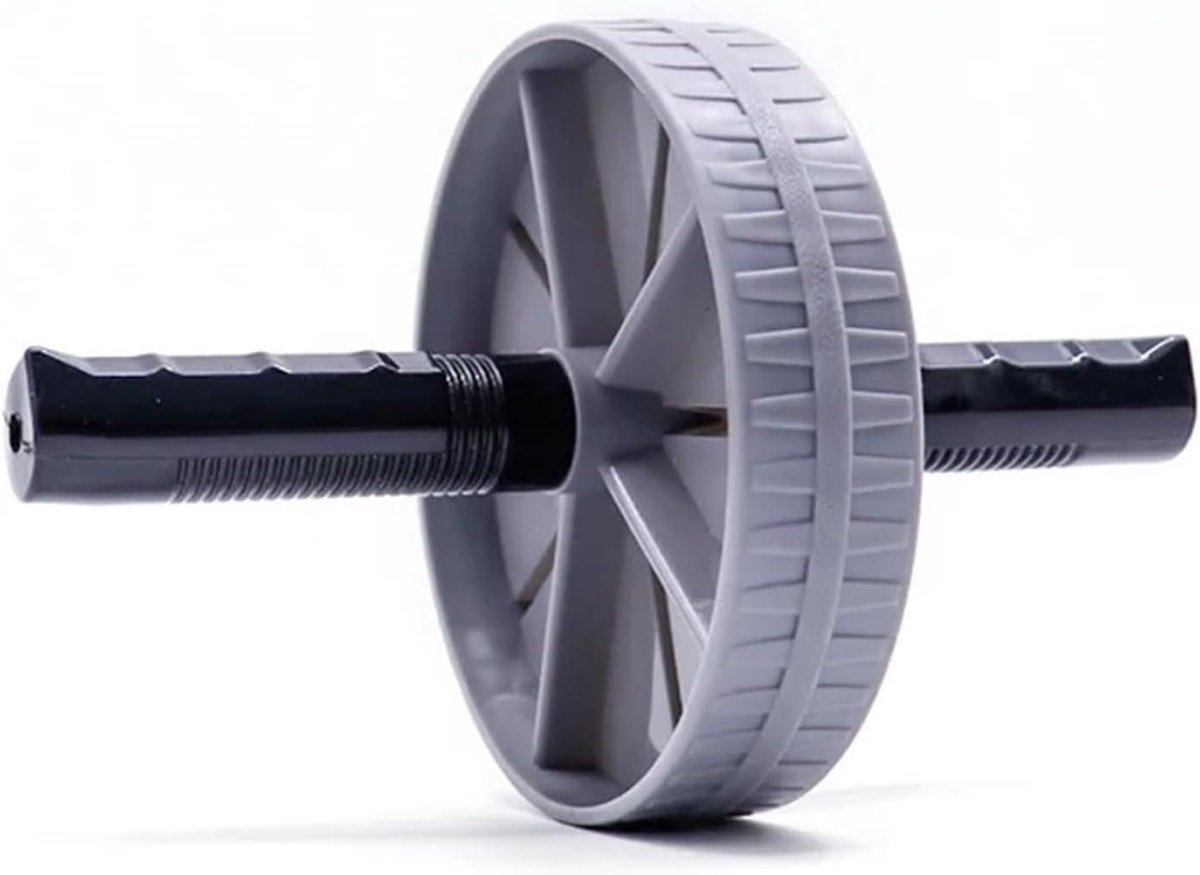 Buikspierwiel - Ab Roller - Thuis Fitness - Massief Gelagerd - 15 cm Diameter - Grijs
