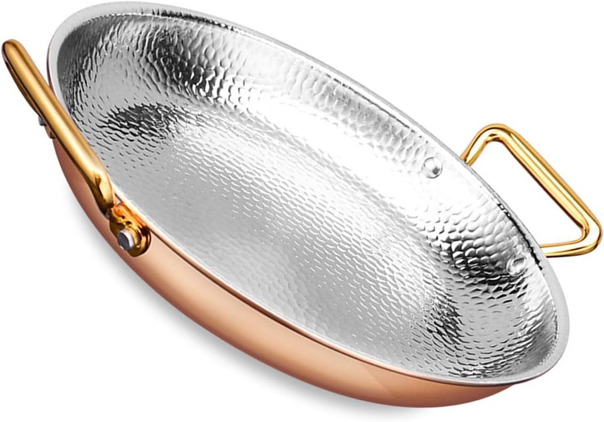 Paella Pan Koekenpan Bakplaat Paella Koken Roestvrij Staal 20 Cm Rosé Goud