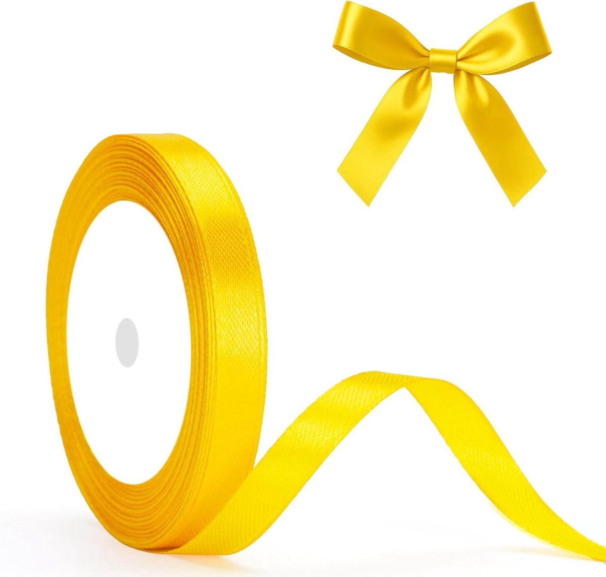 Decoratieve Gele Satijnen Lint van 10mm - 22m Cadeaulint voor Knutselen, Versiering en Cadeau Inpakken