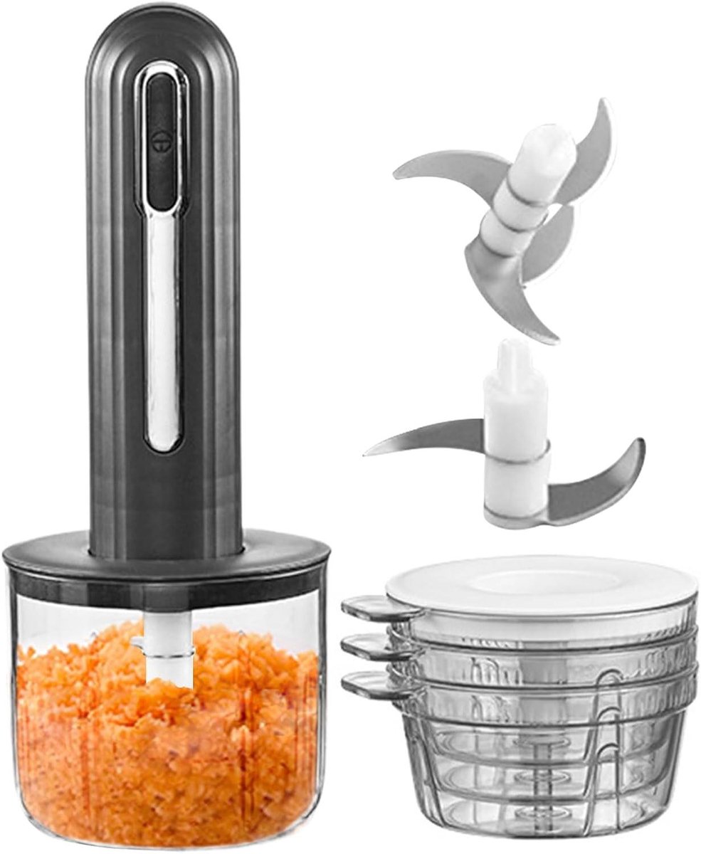 Elektrische Keuken Hakker - Mini Hakmachine Keuken - Snel Ingrediënten Snijden - Draadloos en Oplaadbaar - 400 ml - Zwart