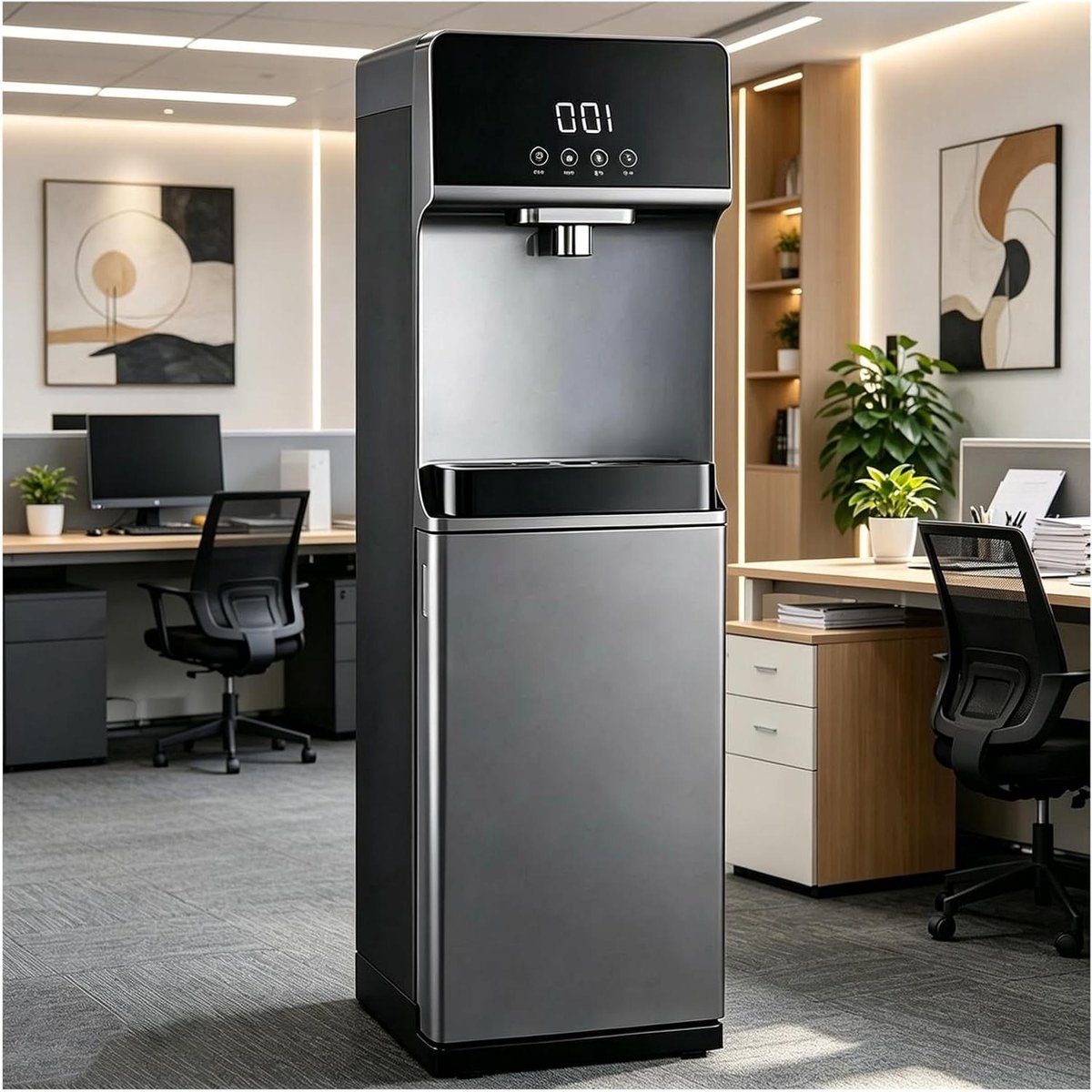 Heetwaterdispenser - Waterkoeler Dispenser - Snel Dranken Maken - 5 Temperatuurinstellingen - 1020 mm Hoog - Grijs