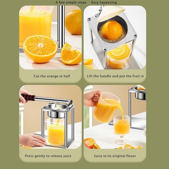 Handbediende Professionele Roestvrij Stalen Sapcentrifuge voor Sinaasappels Granaatappels en Ander Fruit - Multifunctioneel, Ergonomisch Handvat, Vaatwasmachinebestendig, Inclusief Beker, Roestbestendig en Duurzaam van Merkloos — afbeelding 4