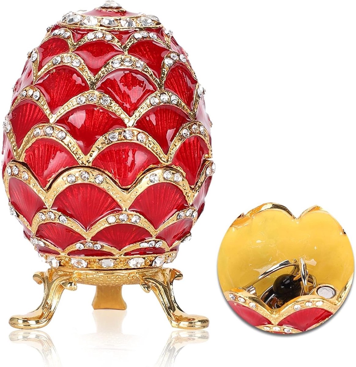 Emailleren Sieraden Doosje met Scharnier, Decoratieve Mini Opbergdoos voor Ringen en Oorbellen, Perfect voor Pasen en Thuisdecoratie 2.2x3.5inch