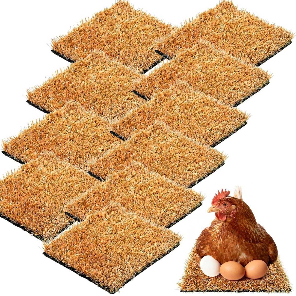 Kippennestpads - Nestmatten Kip - Eieren Leggen - Kunstgras Textuur - 30 x 30 cm - Groen