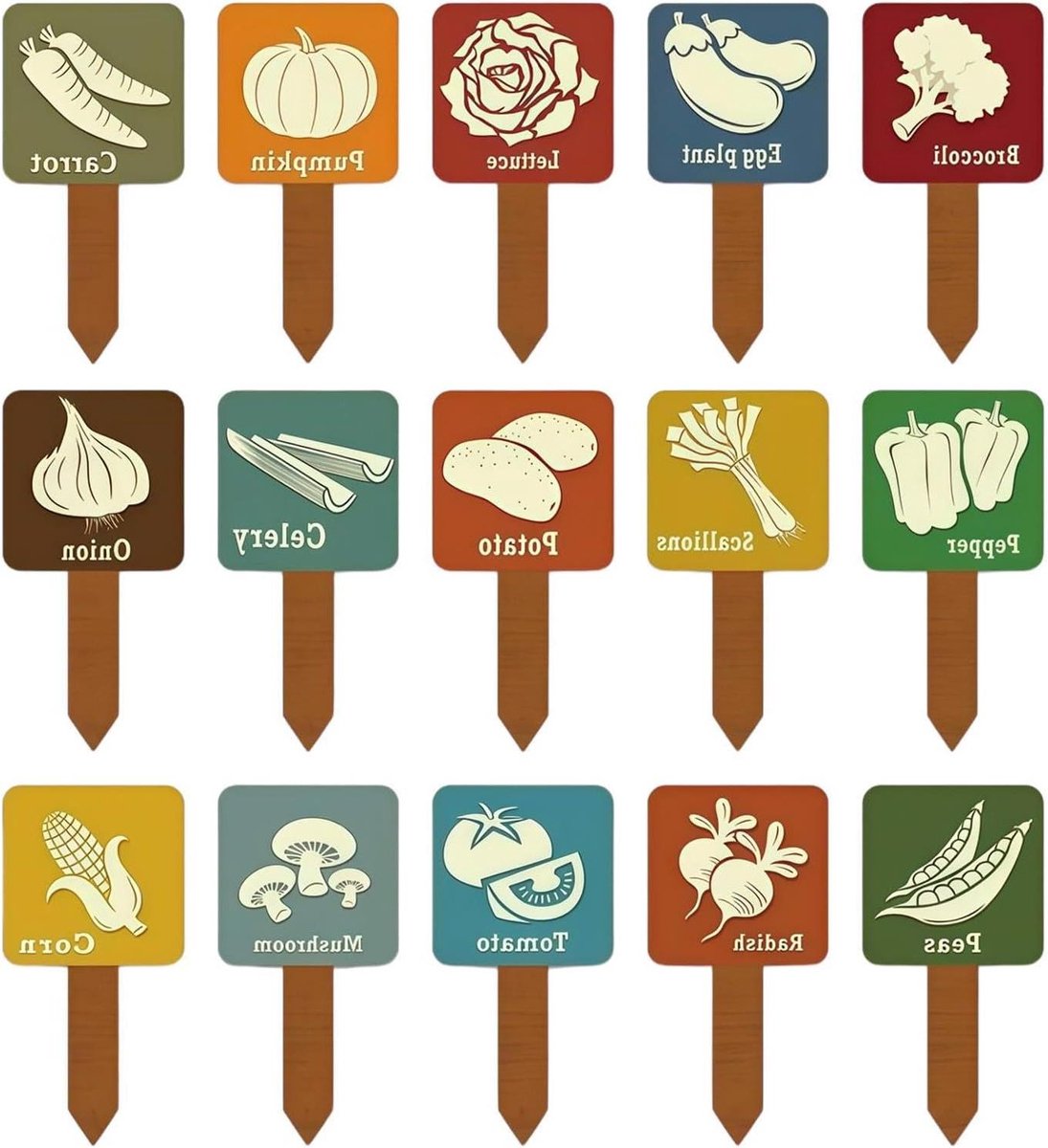 Moestuin Bordjes - Decoratieve Plantstekers - Planten Identificeren - Weerbestendig Hout - 6.5x13cm - Natuurlijk