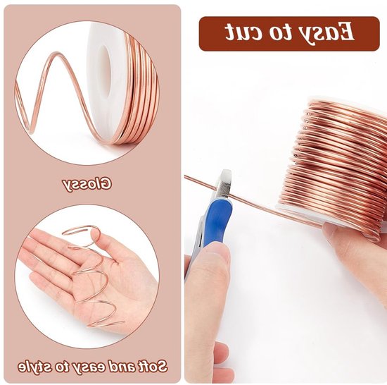 2mm Zacht Koper Draad 20m Spoel voor Sieraden Maken, Knutselen en Tuin Decoratie met Edelstenen en Kerst Thema — afbeelding 3