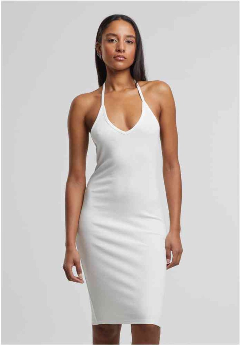 Urban Classics Rib Jersey Neckholder Bodycon jurk 4XL Gebroken Creme