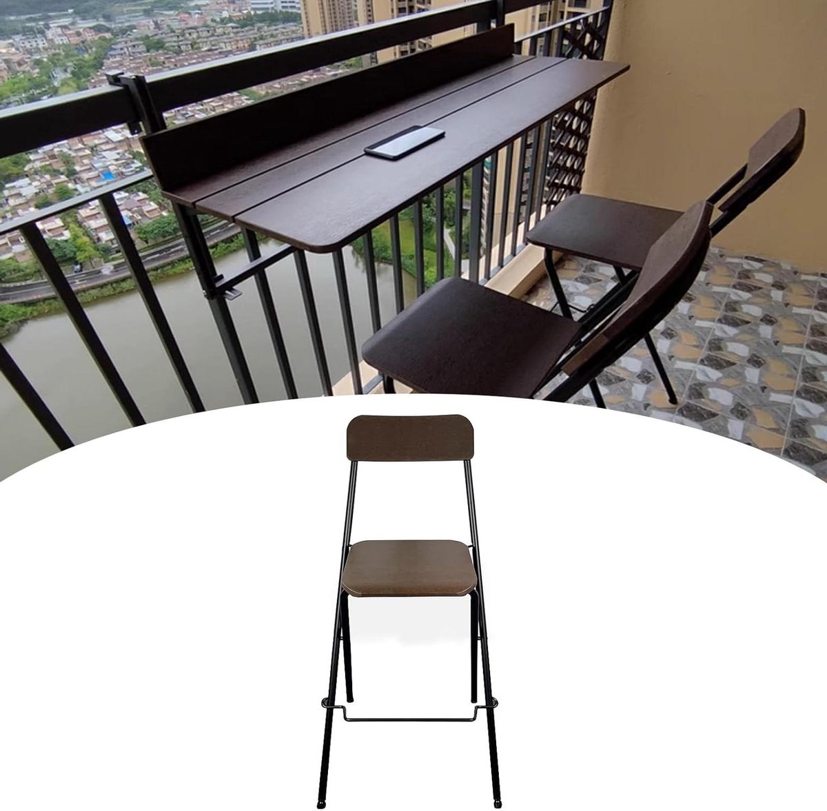 Opvouwbare hangtafel - Balkontafel Klaptafel - Buitenruimte Benutten - Ruimtebesparend Ontwerp - 65 cm - Polymeer