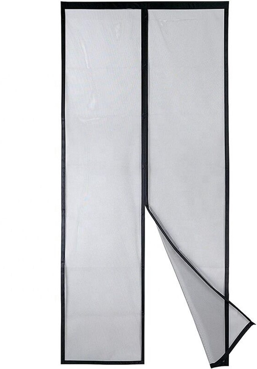 Magnetisch muggennet geschikt voor de deur – ultraduurzaam gaasdoek, magnetische sluiting van boven tot onder, sluit automatisch, houdt de binnenlucht fris (120x210 cm, zwart).