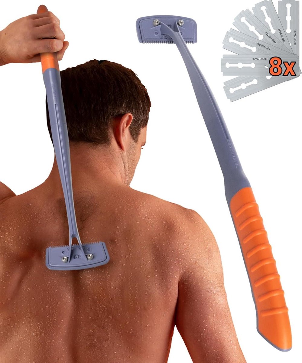 Rugscheerapparaat Heren - Lichaamshaar Trimmer - Zelf Scheren - Dubbele Rand Mesjes - 20 Inch Handgreep - Zwart