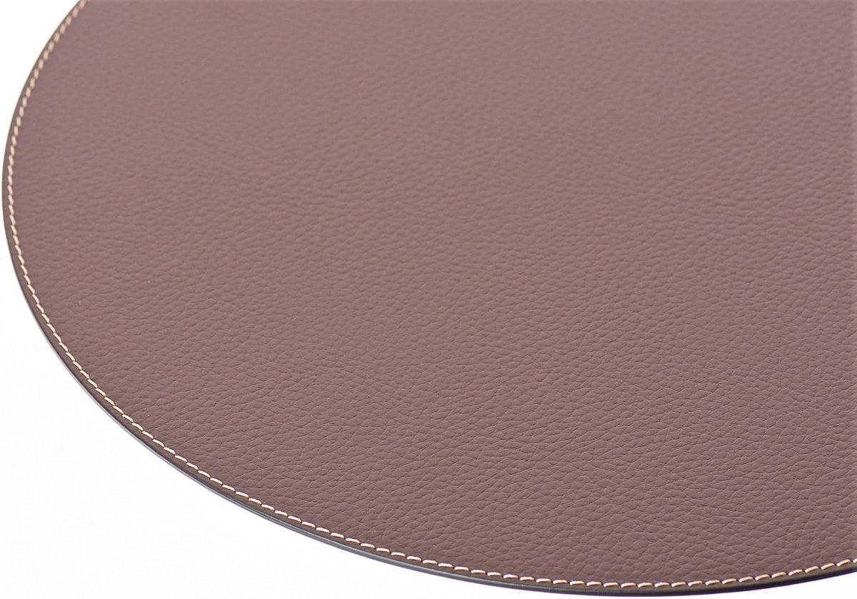 Placemat Rond - Tafelmat Leer - Eettafel Beschermen - Gerecycled Leer - 38 cm Diameter - Bruin