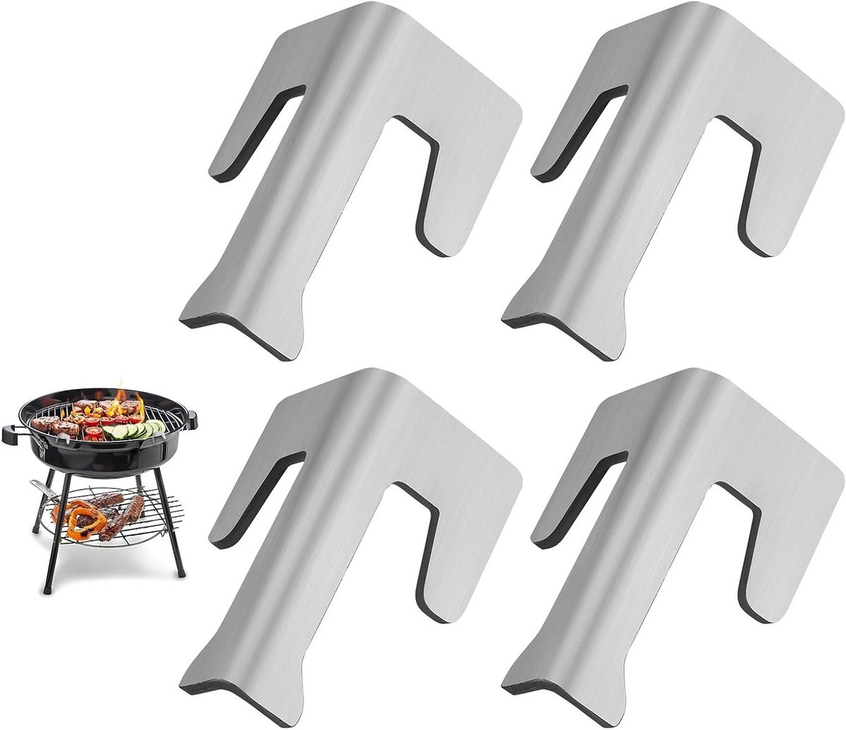 Grillplaat Set - Vuurton Accessoires - BBQ Stabiliseren - Roestvrij Staal 304 - 4 Stuks - Zilver