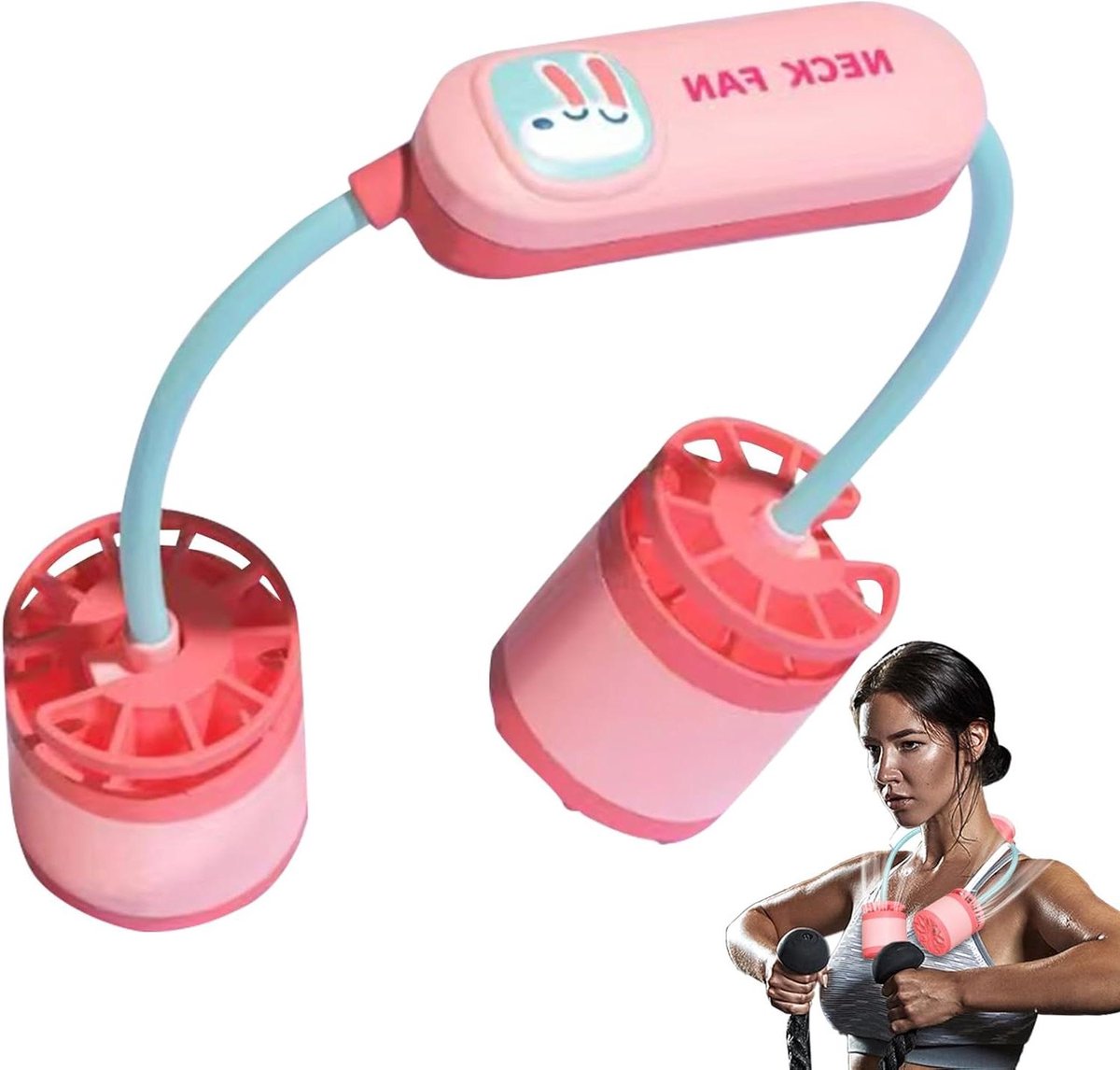 Draagbare Nekventilator - Persoonlijke Ventilator - Handsfree Verkoeling - Bladloos Ontwerp - 19x5.4x29cm - Roze