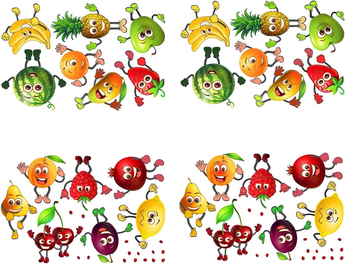 Muurstickers voor de Keuken met Fruit Motieven - Watermeloen, Banaan, Ananas en Citroen - 