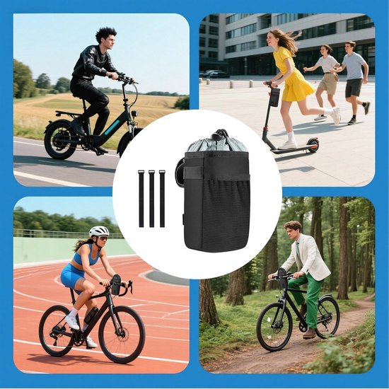 Fiets flessenhouder - Drinkfles houder - Hydratatie onderweg - Verstelbare riem - 16.5 x 9 x 9 cm - Zwart — afbeelding 2