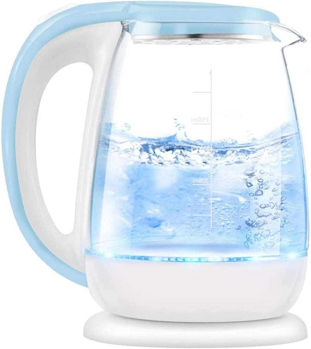 Glazen Waterkoker - Elektrische Waterkoker - Snel Water Koken - Zichtbaar Kookproces - 18 liter - Wit Blauw