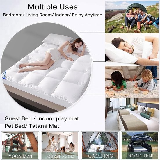 Japanse Futon Matras - Vloer Tatami Mat - Comfortabel Slapen - Opvouwbaar Ontwerp - 100x200cm - Effenn — afbeelding 3