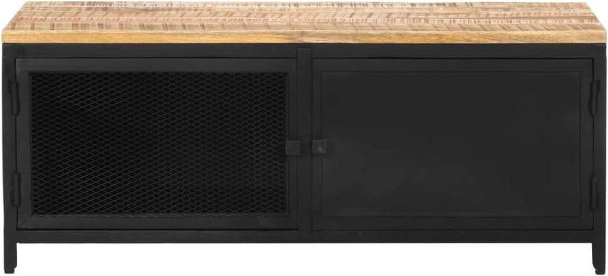 Salontafel - Bijzettafel - Woonkamer Inrichten - Massief Mangohout - 90x50x37 cm - Zwart