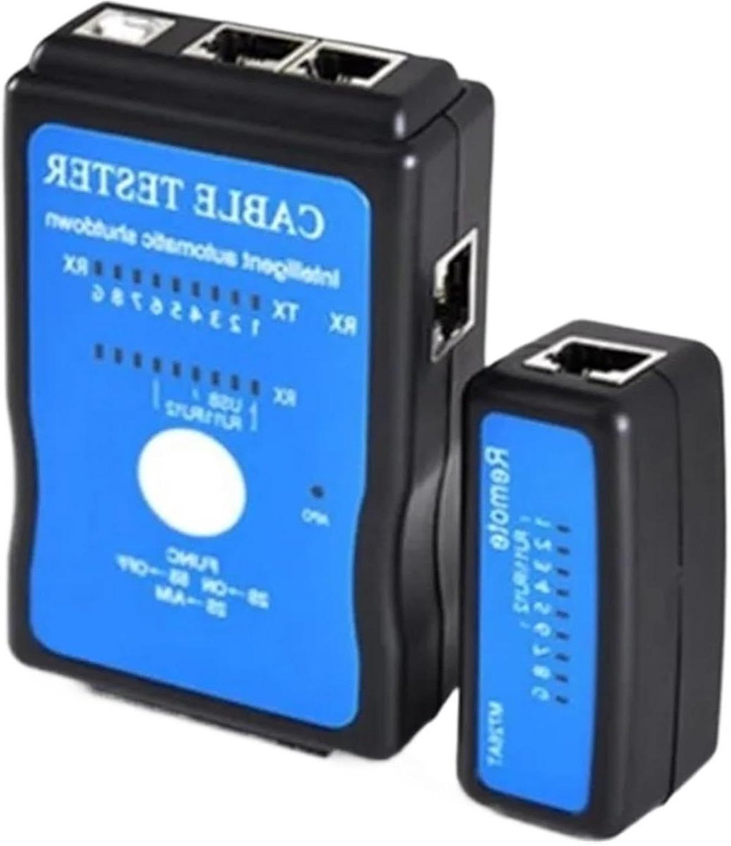 Kabeltester - Netwerk Tester - Bekabeling Controleren - Gesplitst Ontwerp - 13.5 cm - Zwart