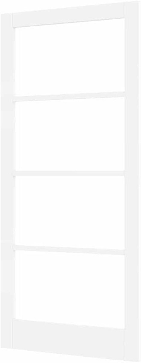 Binnendeur met glas - Houten deur - Ruimtes scheiden - Massief grenenhout - 93x202 cm - Wit