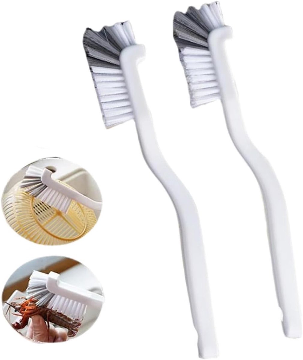Set van 2 schoonmaakborstels voor kopjes en flessen, met lange gebogen handgreep, ideaal voor keuken, badkamer en hoekreiniging