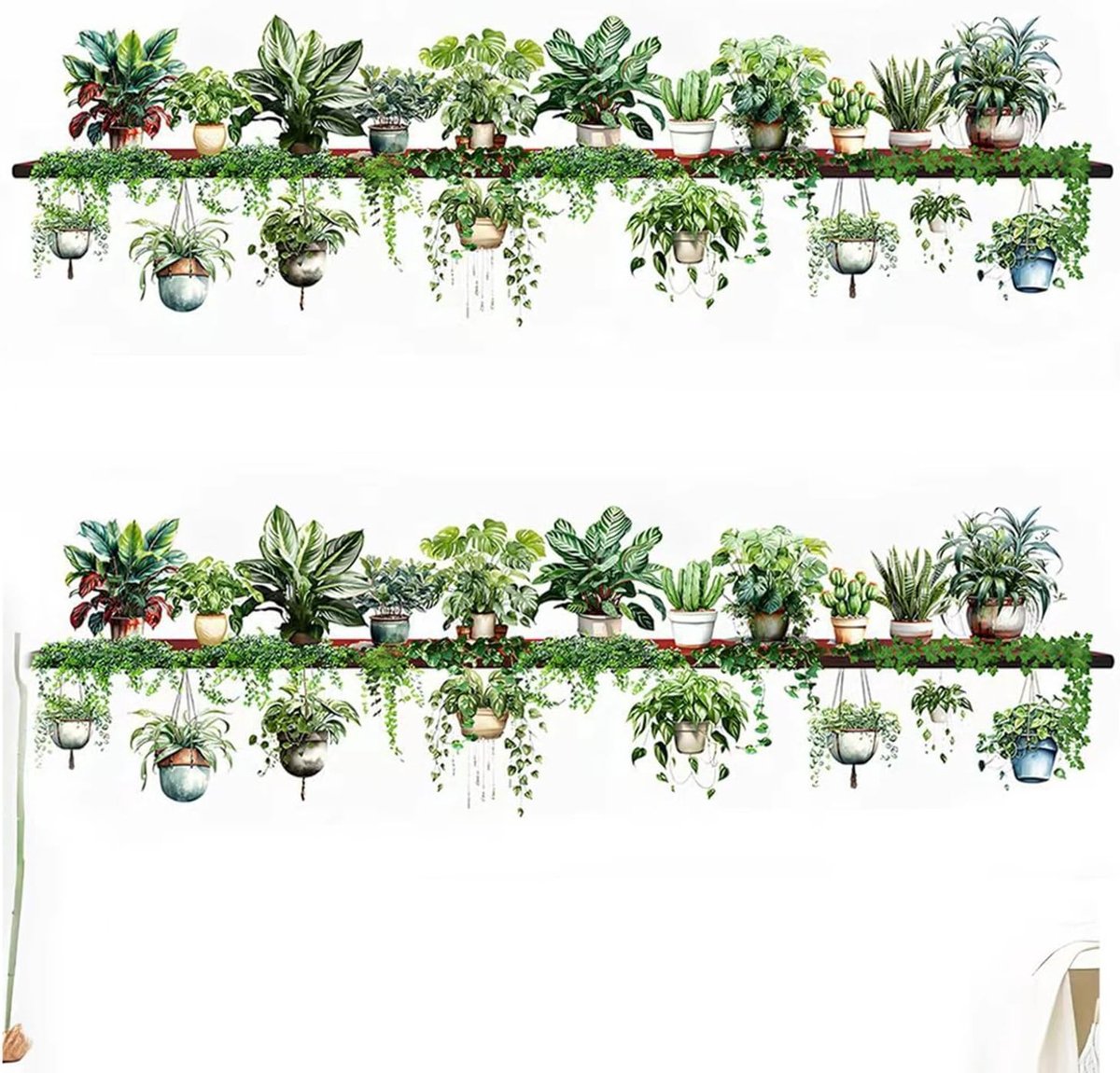 Decoratieve muursticker met planten- en klimopmotief, zelfklevend voor woonkamer, slaapkamer en badkamer, trendy muurdecoratie voor thuis
