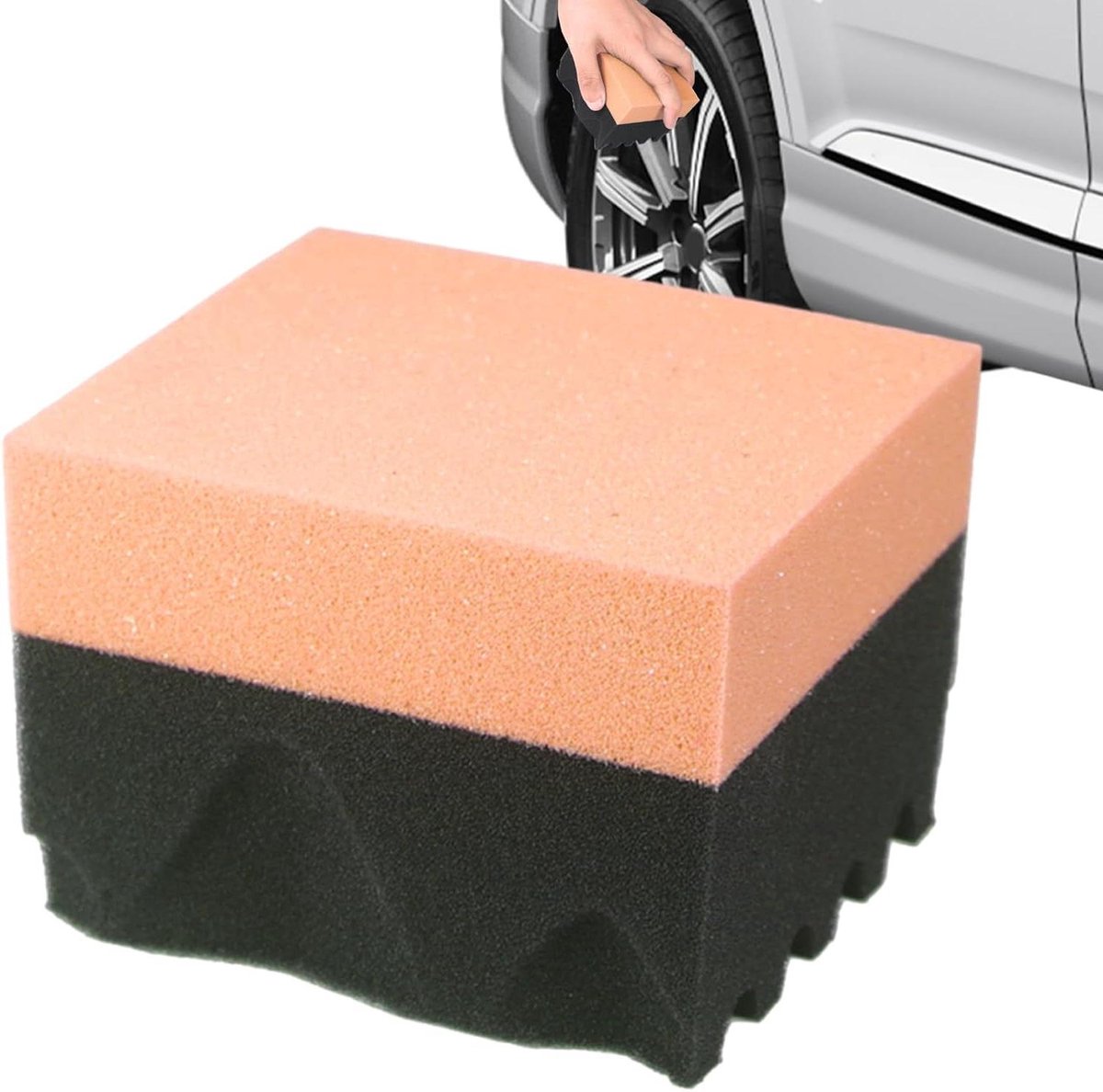 Band Applicator - Wax Pad - Auto Polijsten - Golvend Foam Design - 9.5 x 8.5 cm - Oranje