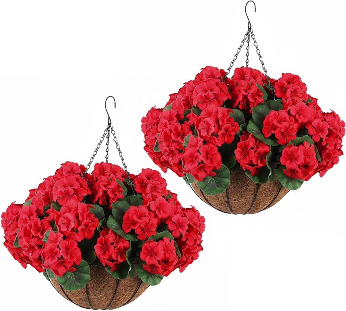 Kunstbloemen Geraniums - Zijden Bloemen - Buiten Decoratie - UV-bescherming - 30 cm - Rood