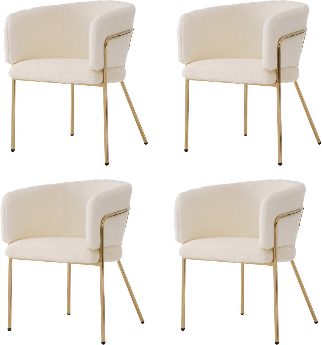 Merax Eetkamerstoelen Set Van 4 - Luxe Design Stoelen Met Zachte Bekleding En Metalen Poten - Comfortabele Stoelen Voor Eetkamer Woonkamer Of Slaapkamer Beige