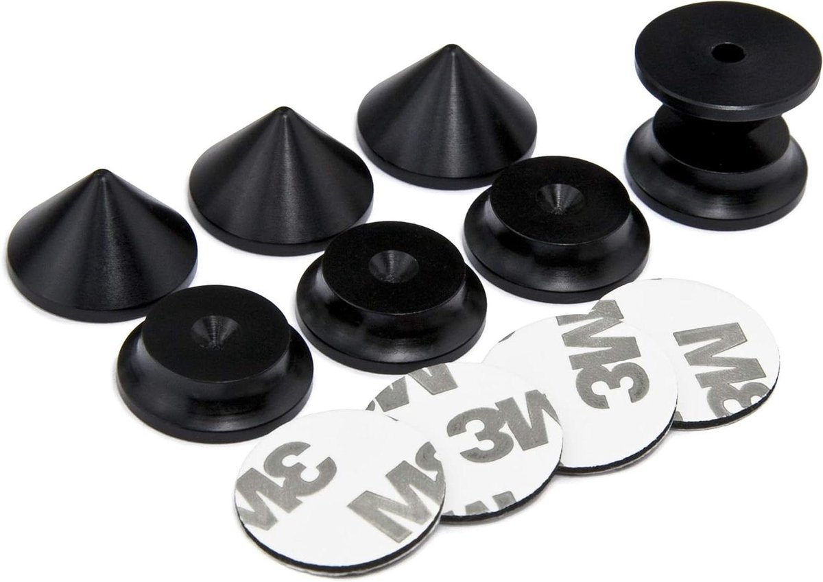 Luidspreker Spikes - Isolatie Pads - Audio Verbetering - Zwart Aluminium - Set van 4 - Zwart