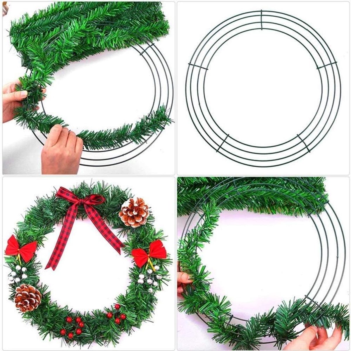 Draad Krans Frame - Bloemen Ring - Bloemen Decoratie - Ronde Vorm - 3 Stuks 14 Inch - Metaal