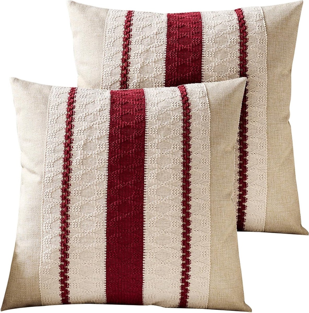 Set van 2 Kussenhoezen 45 x 45 cm Boho Geometrisch Haakwerk Kussenhoezen voor Slaapkamer en Bank - Decoratieve Kussens, Interieuraccessoires, Woondecoratie
