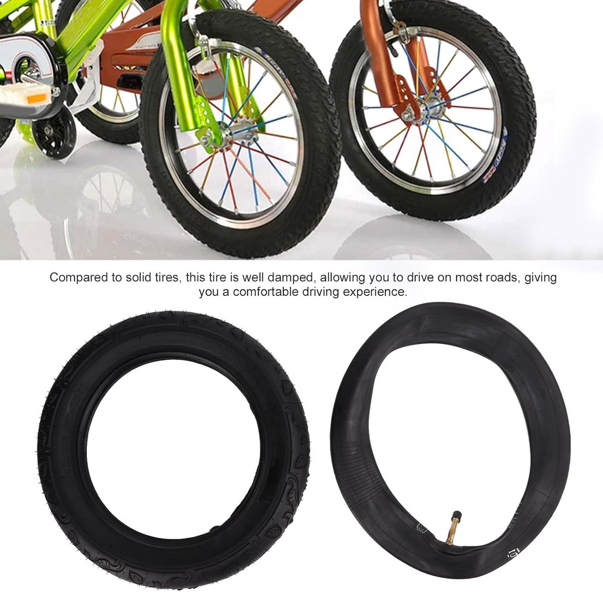 Fietsbanden Set - Banden Binnenband - Kinderfiets Gebruik - Goede Demping - 12 x 2.125 - Zwart