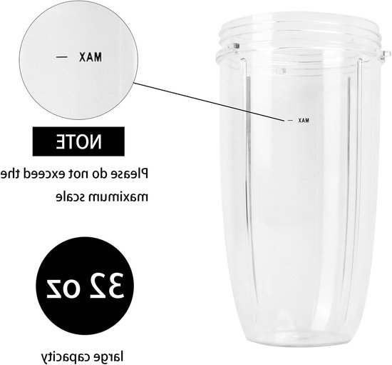 Vervangende doorzichtige beker voor mixer, grote plastic juicer beker van 32 ounces, accessoires voor keukenmachines en sapcentrifuges van Merkloos — afbeelding 2
