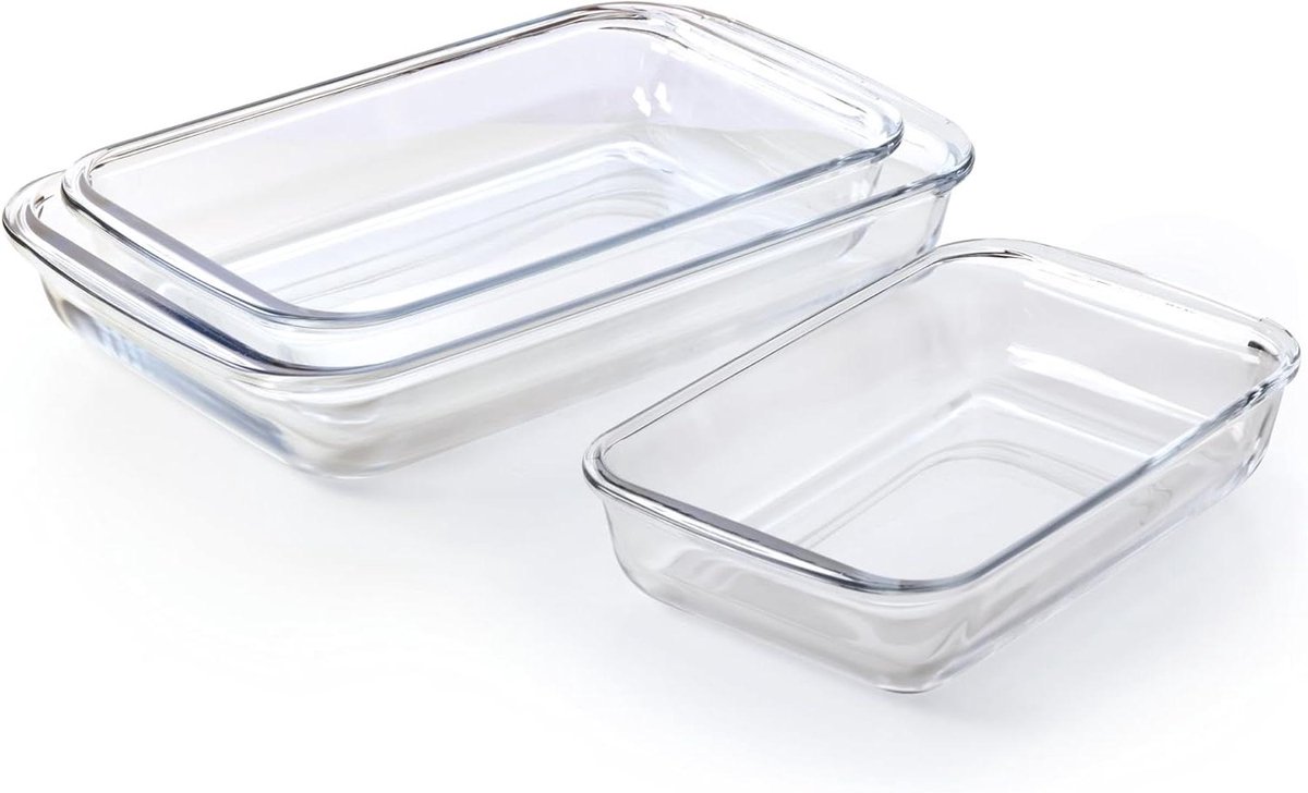 Ovenschalen Set - Glazen Bakvormen - Culinaire Creaties - Hittebestendig Glas - 3 Delig - Transparant