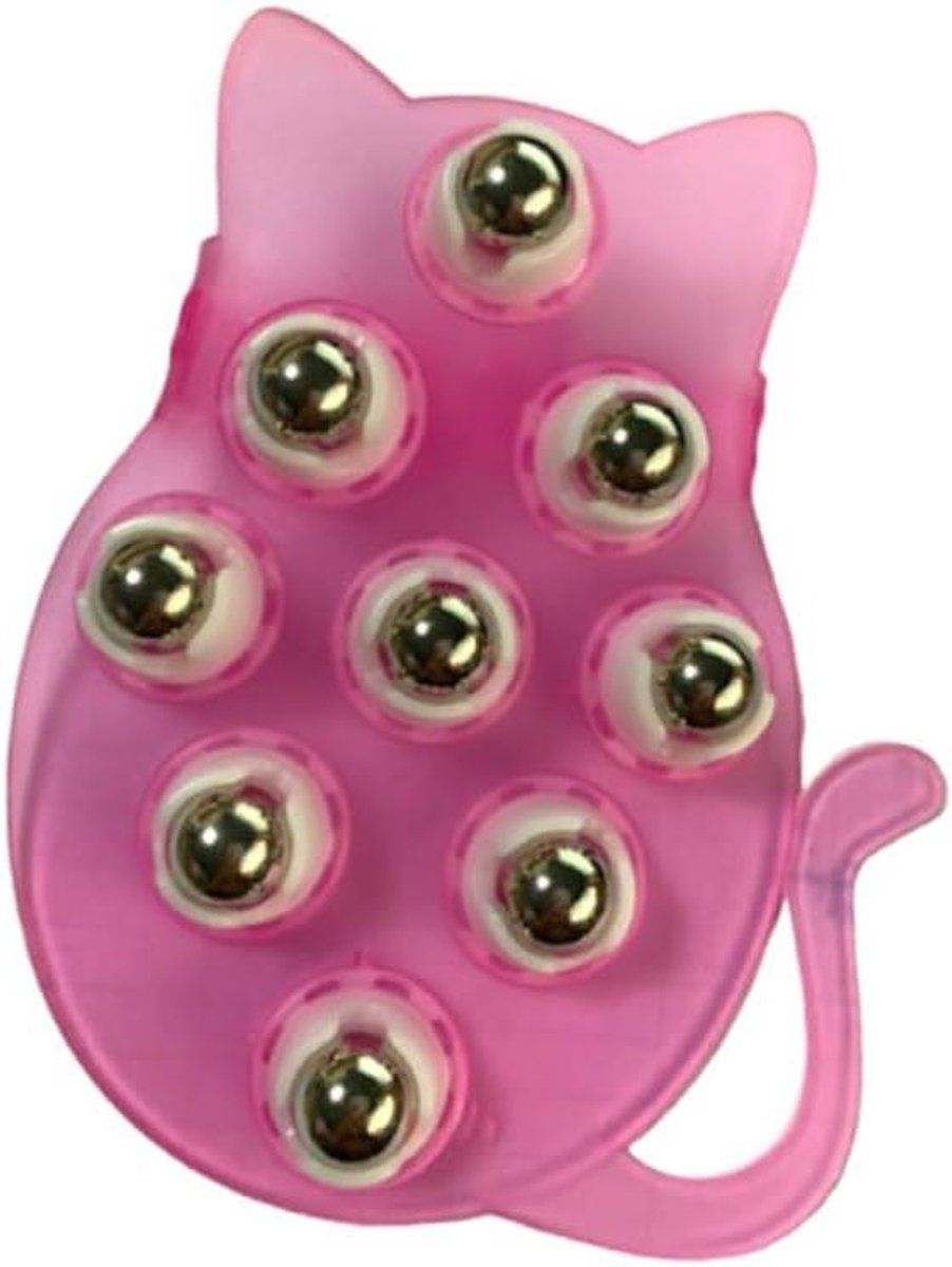 Kattenvormige Roller - Massagebal - Lichaamsontspanning - Negen Kralen - 16 cm - Roze
