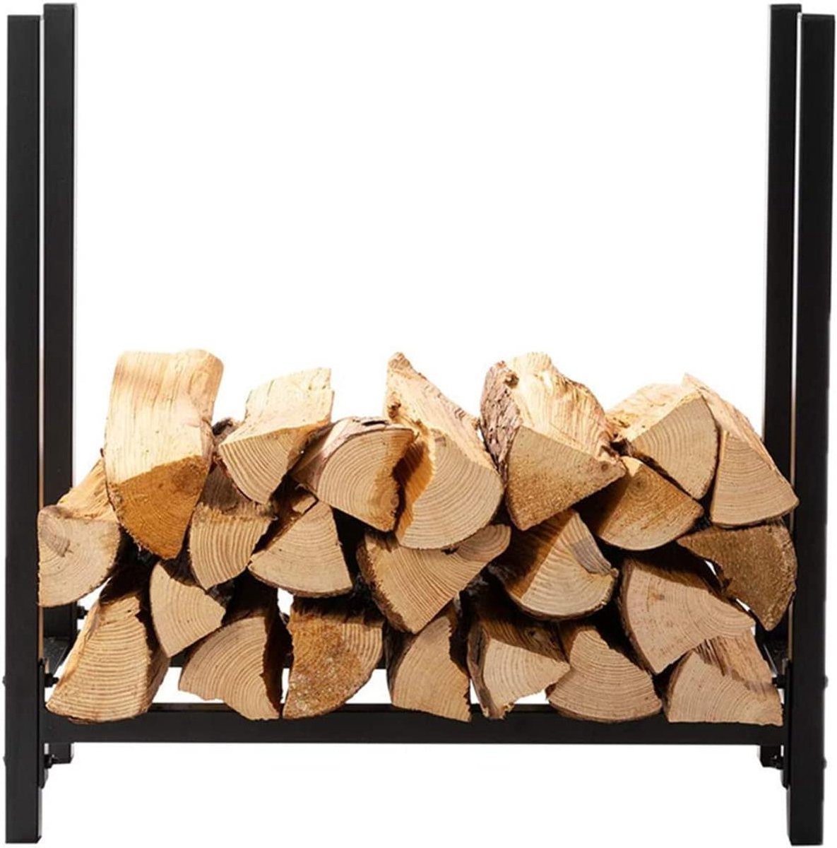 Houtrek met wielen - Brandhout opslag - Hout opslaan - Ventilatie ontwerp - 65 cm breed - Zwart