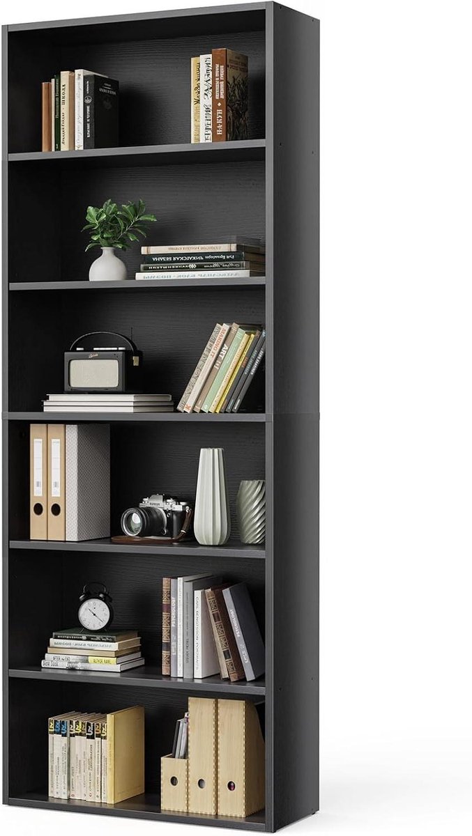 Boekenkast - Opbergplanken - Thuis opbergen - Stabiele constructie - 160 cm hoog - Zwart