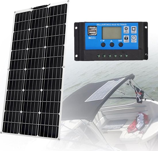 Zonnepaneel Set - Energie Opladen - Off-Grid Systeem - Flexibel Monokristallijn - 300W 12V - Zwart