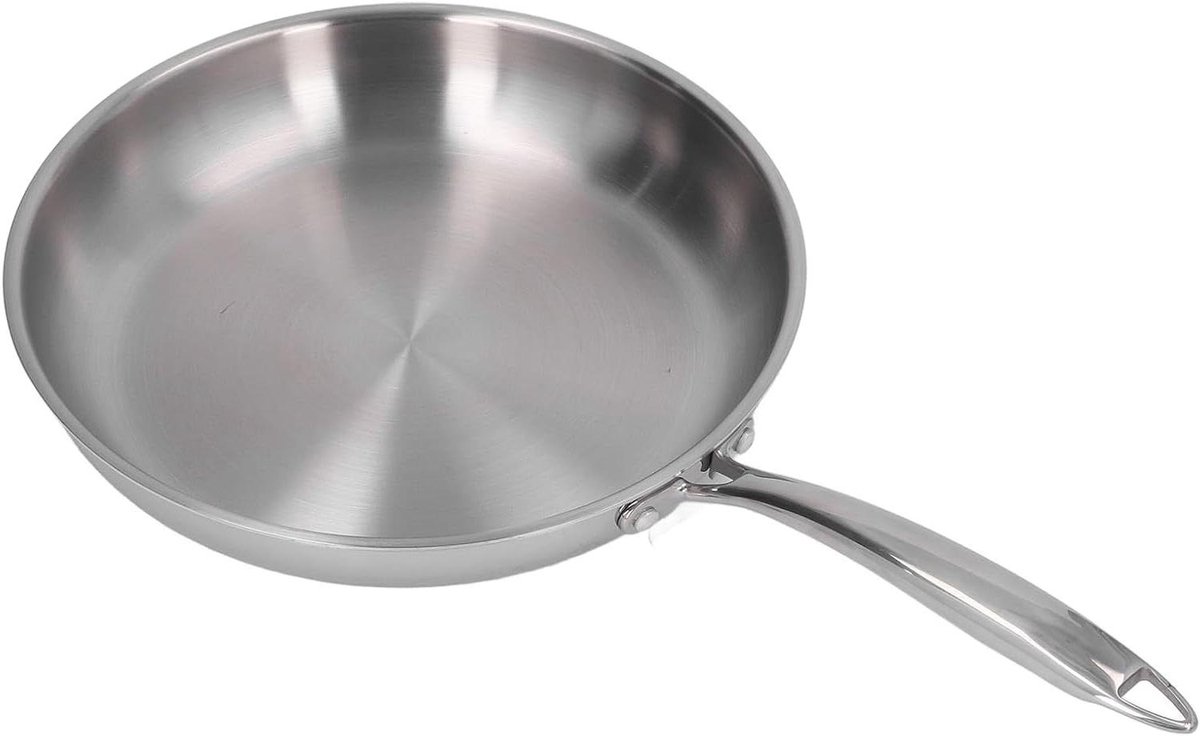 Roestvrijstalen koekenpan - Wokpan - Omelet Koken - 3-laags bodem - 28 cm - Zilver
