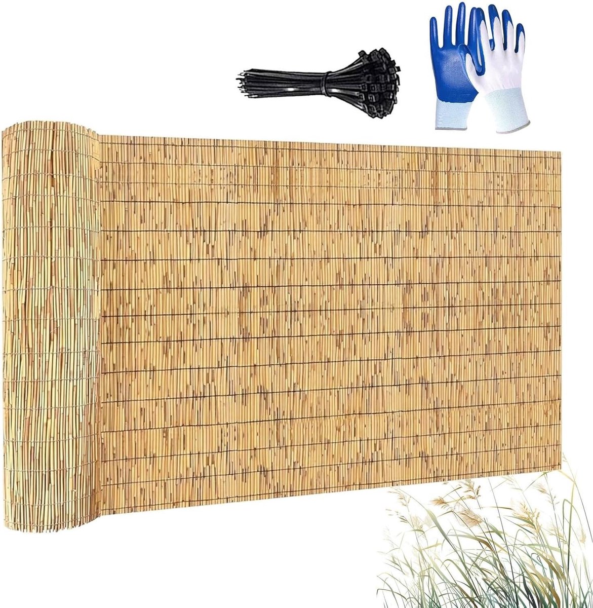 Natuurlijke Rietrol - Buitenbekleding - Privacy Creëren - Strak Geweven - 200x500cm - Natuurlijk
