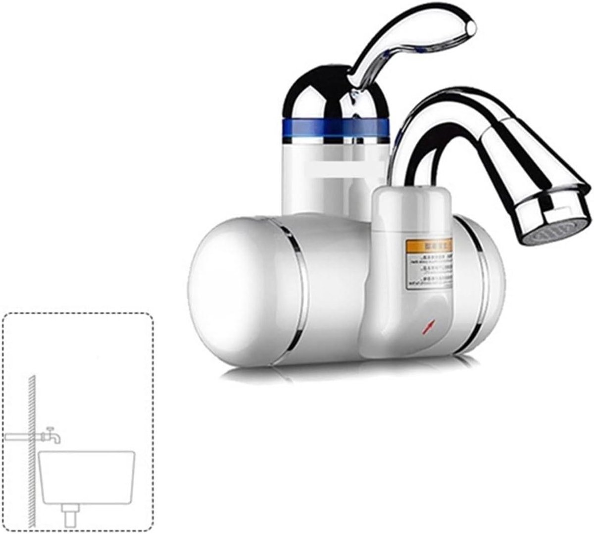 Directe Warmwaterkraan - Elektrische Boilerkraan - Snel Warm Water - Energiebesparend Ontwerp - 3000 W - Zwart